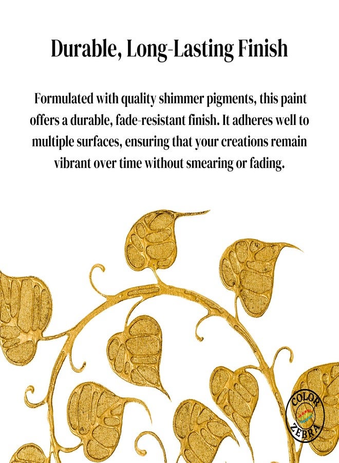 Color Zebra Acrylic Gold Metallic Paint - 250g (Pack of 2) | Metallic Paint for Wall Trim, Furniture, Crafts | Non Toxic Acrylic Metallic Paint for Professional Artists, Hobby Painters & Kids - Image 4